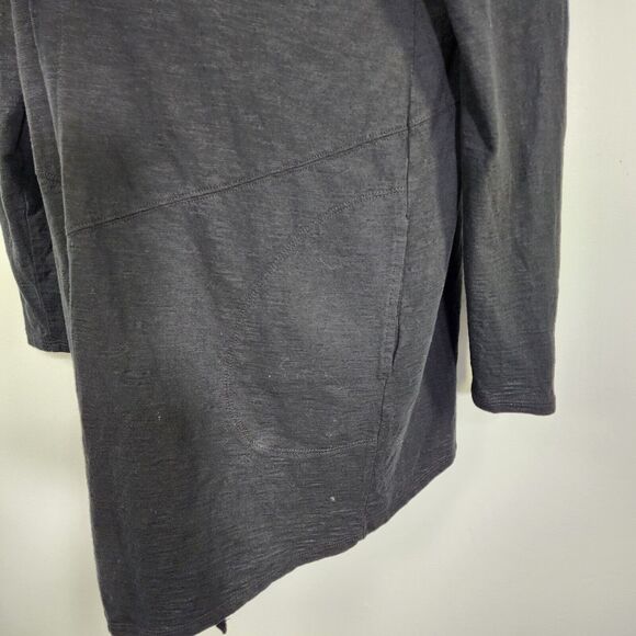 Chicos The Ultimate Tee Cardigan Size 2 Large Open Front Cotton Slub Knit Black - Picture 6 of 10